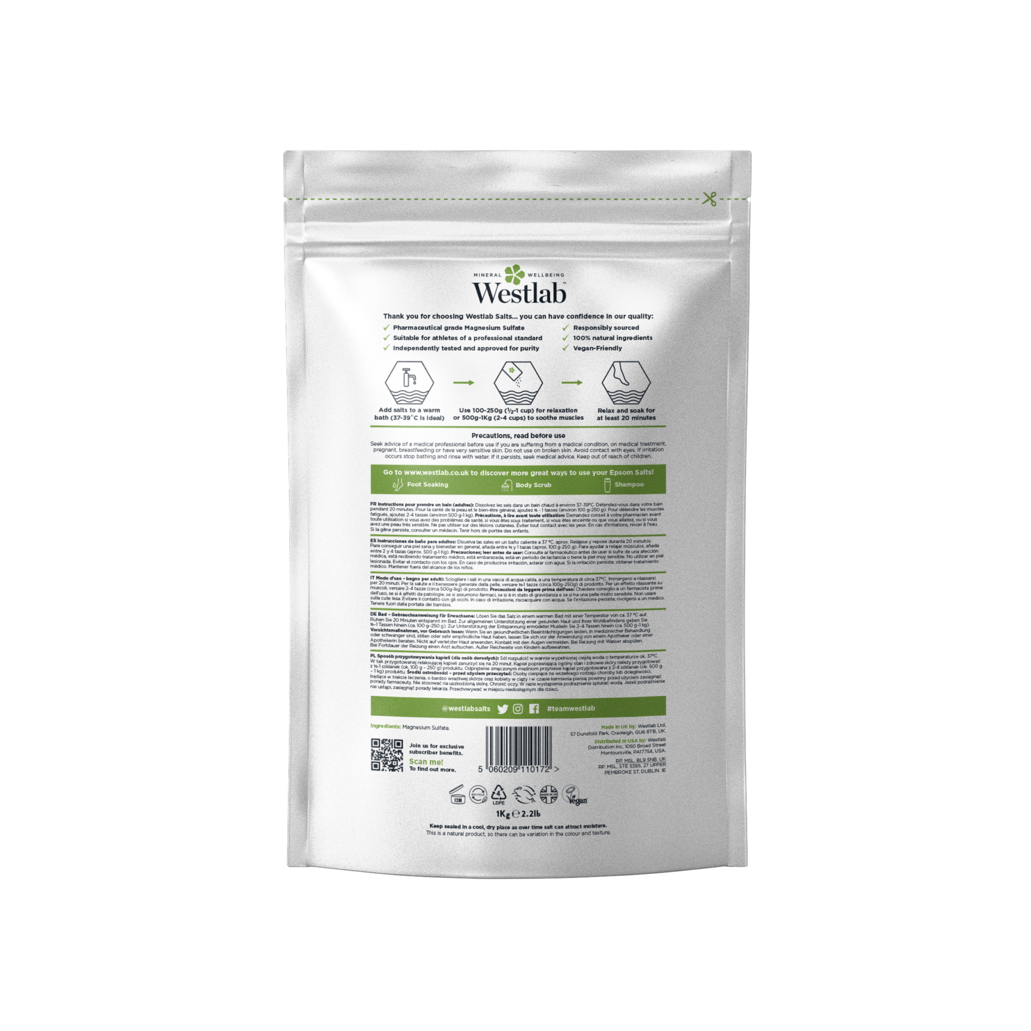 Westlab Epsom Zout 1kg - Afbeelding 3